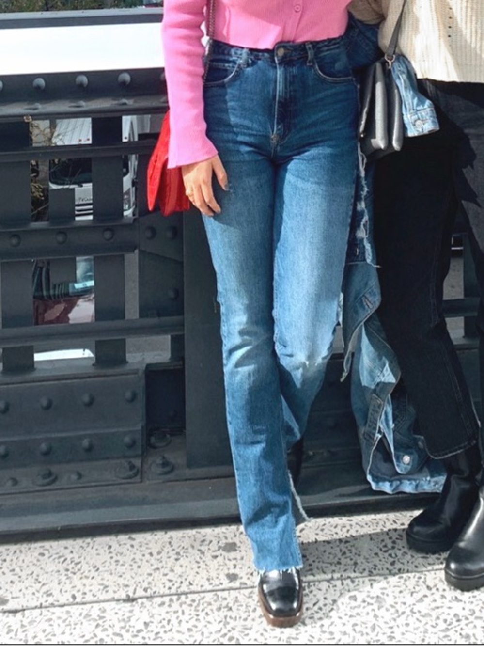 Zara dark wash high-waisted skinny flare jeans